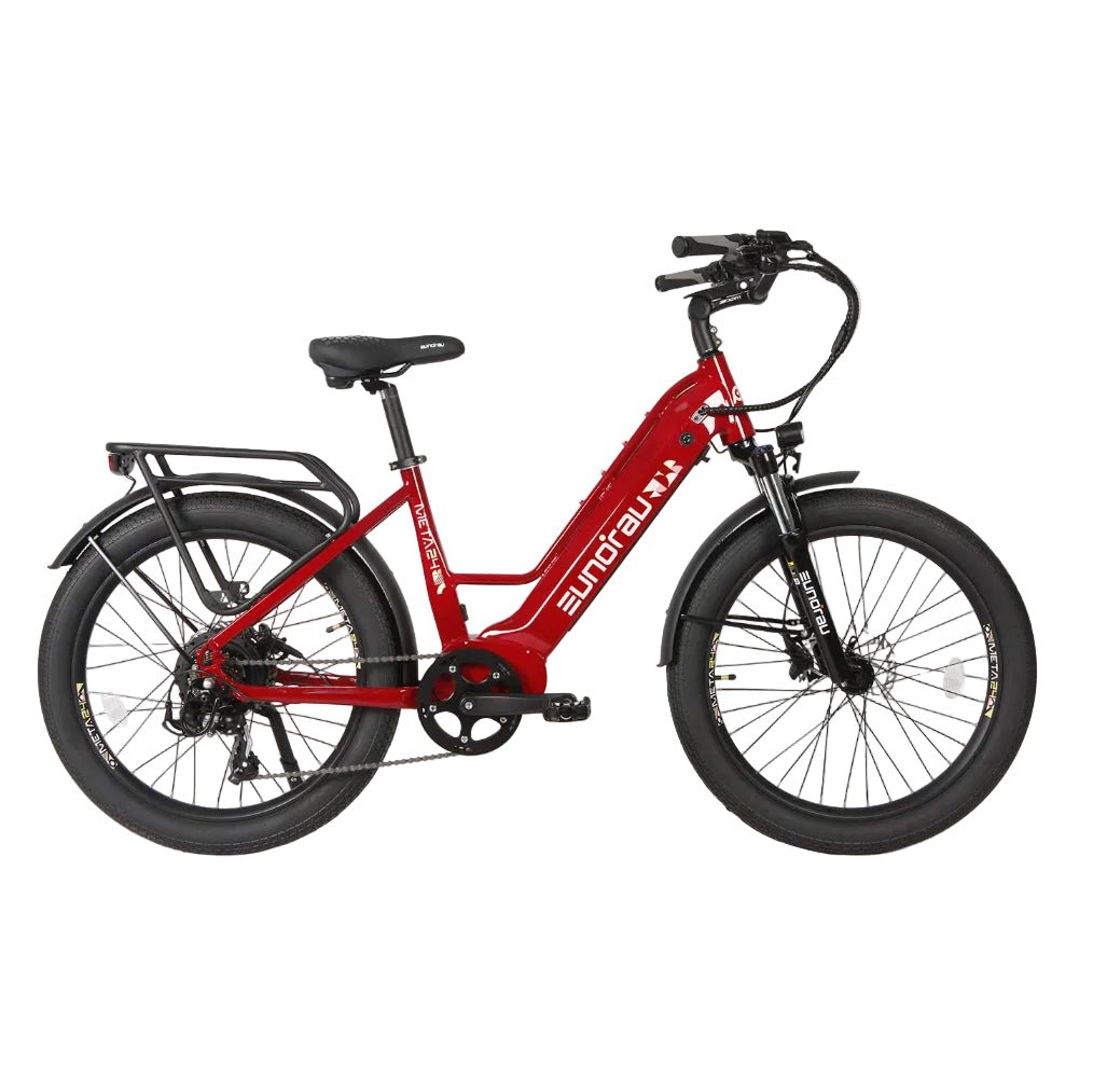 EUNORAU META24 1.0 City Commuter Fat Tire E-Bike Commuter Electric Bikes Deep Crimson 1