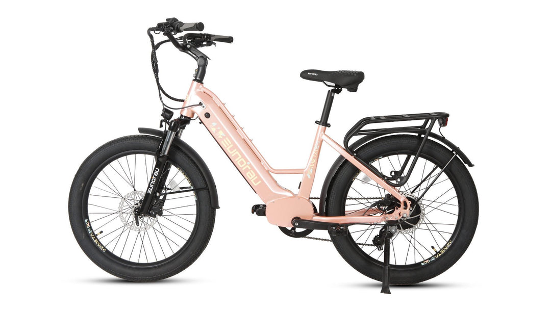 EUNORAU META24 1.0 City Commuter Fat Tire E-Bike Commuter Electric Bikes Deep Crimson 16