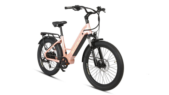 EUNORAU META24 1.0 City Commuter Fat Tire E-Bike Commuter Electric Bikes Deep Crimson 17