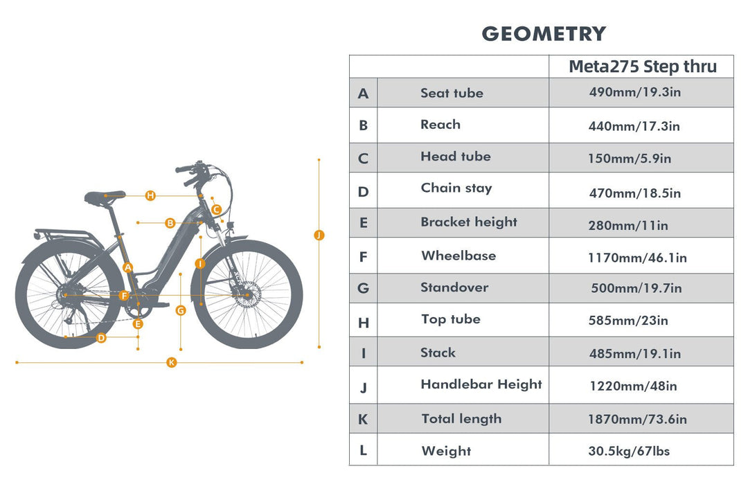 EUNORAU META275 1.0 Dual Battery City Commuter EBike Commuter Electric Bikes Black 7