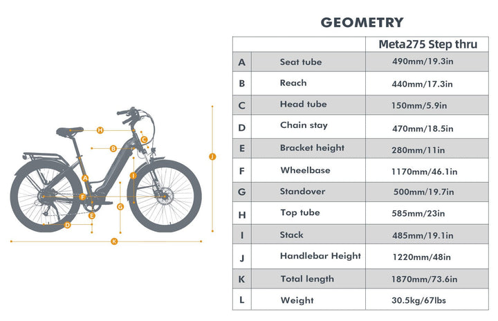 EUNORAU META275 1.0 Dual Battery City Commuter EBike Commuter Electric Bikes Black 7