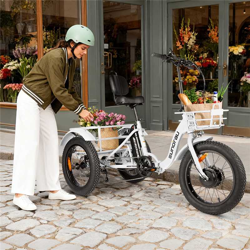EUNORAU New-Trike 2.0 500W Commuter Foldable ETrike Step-Thru Electric Trikes Deep Crimson 11