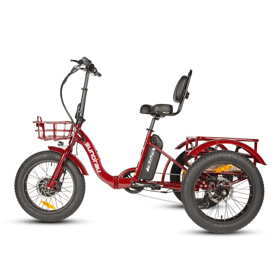 EUNORAU New-Trike 2.0 500W Commuter Foldable ETrike Step-Thru Electric Trikes Deep Crimson 4