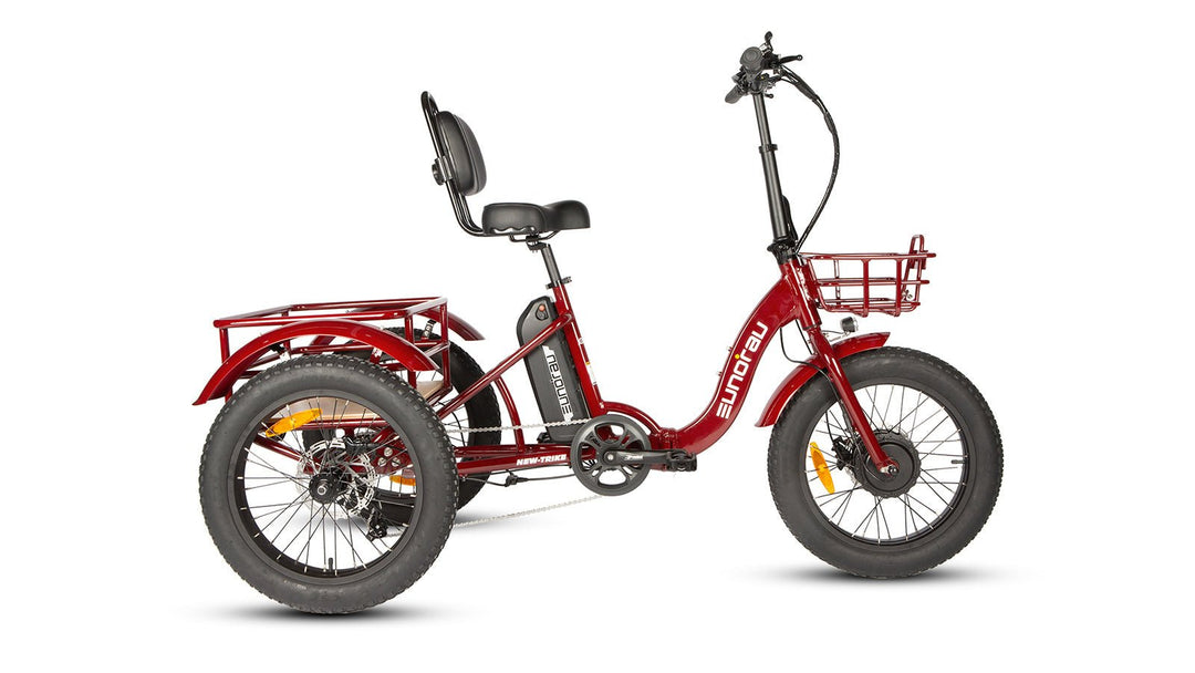 EUNORAU New-Trike 2.0 500W Commuter Foldable ETrike Step-Thru Electric Trikes Deep Crimson 3