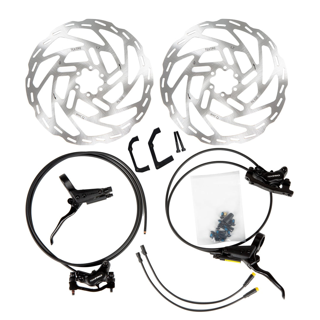 EUNORAU TEKTRO 4 Pistons Hydraulic Brake Set with 203MM Disc Brake Rotor Pistons Hydraulic Brake Set 1