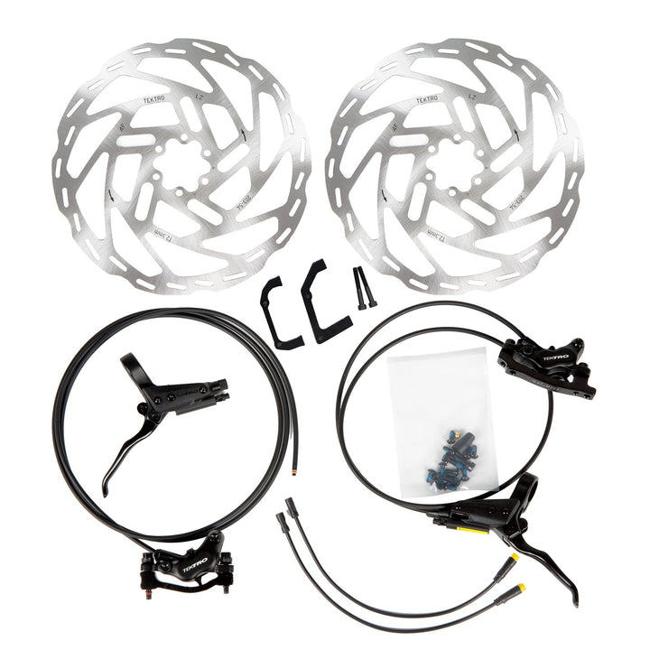 EUNORAU TEKTRO 4 Pistons Hydraulic Brake Set with 203MM Disc Brake Rotor Pistons Hydraulic Brake Set 1
