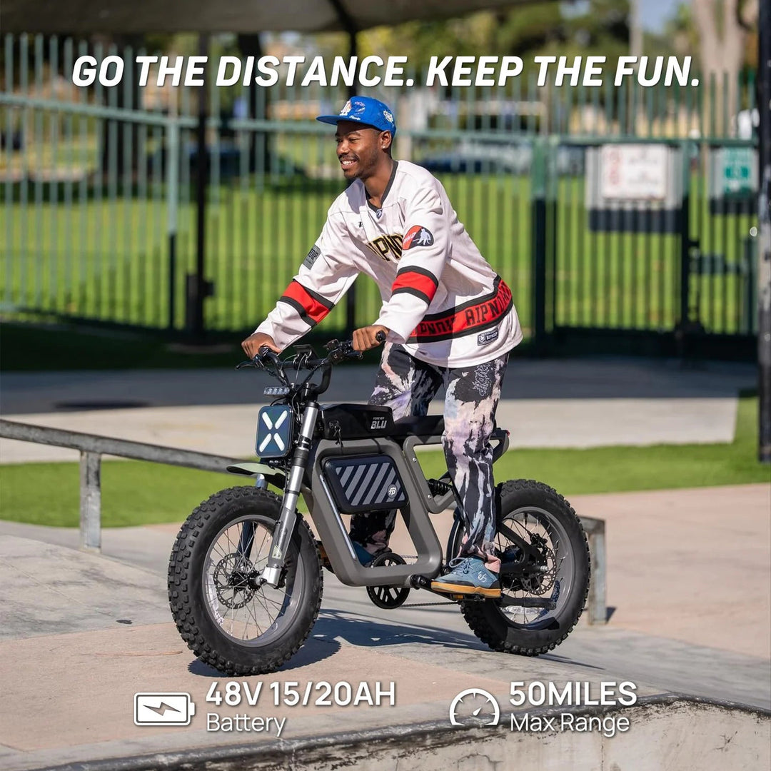 FOREVER BLU BONDI Moped Style E-Bike Moped-Style Electric Bikes Racing Oil 9