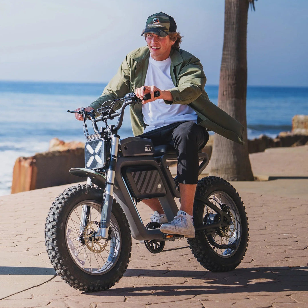 FOREVER BLU BONDI Moped Style E-Bike Moped-Style Electric Bikes Racing Oil 12