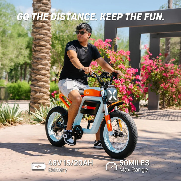 FOREVER BLU BONDI Moped Style E-Bike Moped-Style Electric Bikes Racing Oil 4