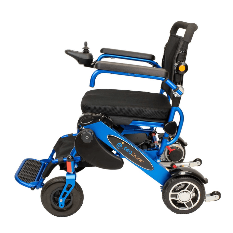 Geo Cruiser DX Electric Wheelchair – Folding, Airline Approved, 56 lbs Folding Electric Wheelchairs Royal Blue 10