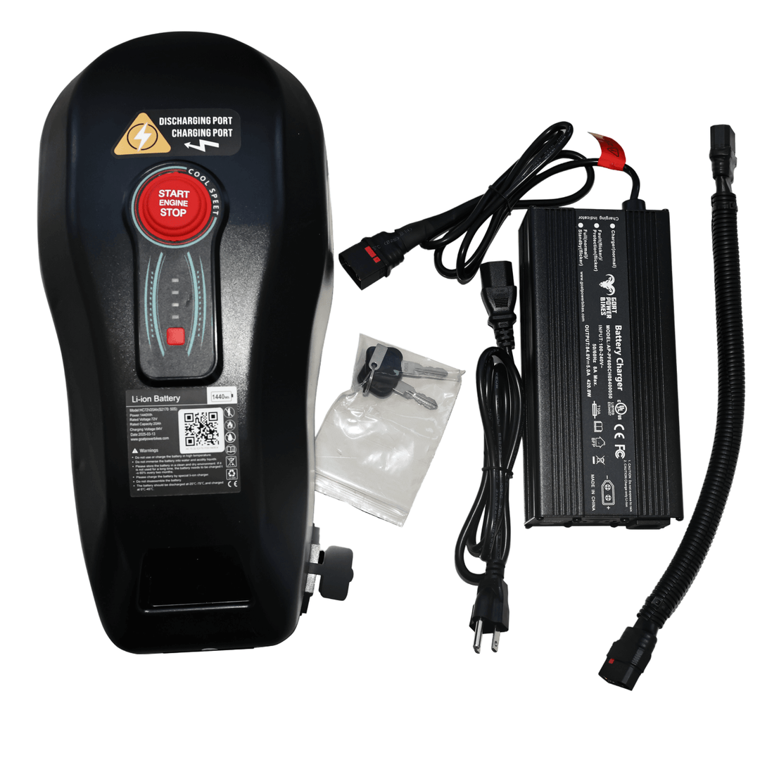 Goat Power 72V 20AH 2nd Battery Kit for King Goat Gas Tank Style Range Extender Batteries 1