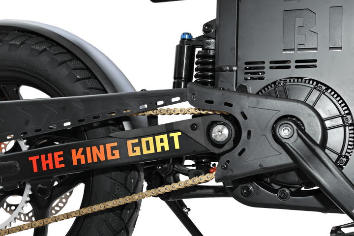 Goat Power King Goat V3 Electric Bike 8500W 70MPH Moped Style Ebike Moped-Style Electric Bikes All Black - Pedals 21