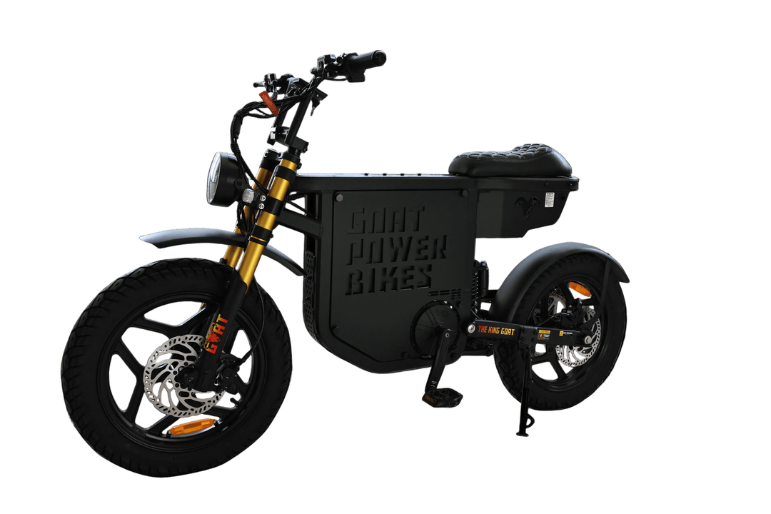 Goat Power King Goat V3 Electric Bike 8500W 70MPH Moped Style Ebike Moped-Style Electric Bikes All Black - Pedals 4