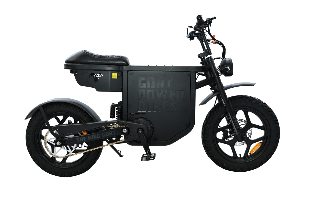 Goat Power King Goat V3 Electric Bike 8500W 70MPH Moped Style Ebike Moped-Style Electric Bikes All Black - Pedals 3