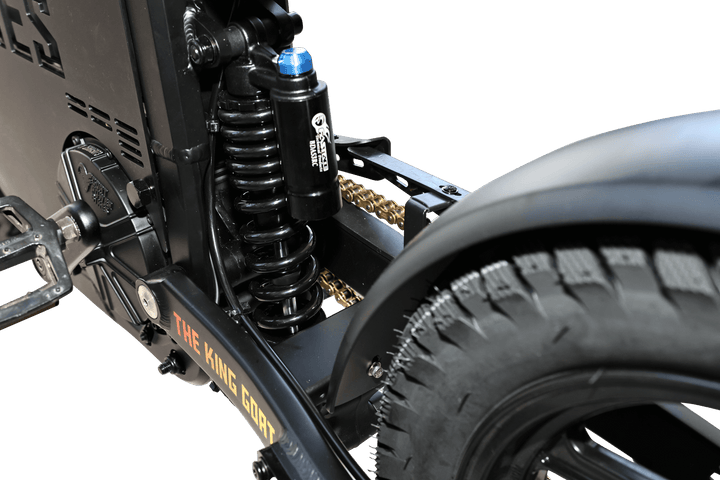 Goat Power King Goat V3 Electric Bike 8500W 70MPH Moped Style Ebike Moped-Style Electric Bikes All Black - Pedals 38