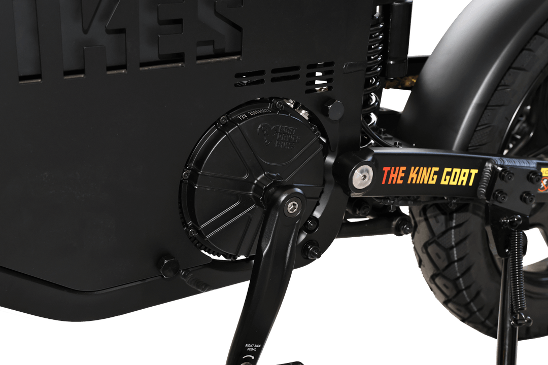 Goat Power King Goat V3 Electric Bike 8500W 70MPH Moped Style Ebike Moped-Style Electric Bikes All Black - Pedals 24
