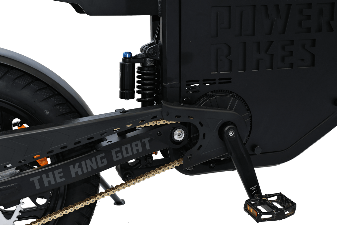 Goat Power King Goat V3 Electric Bike 8500W 70MPH Moped Style Ebike Moped-Style Electric Bikes All Black - Pedals 35