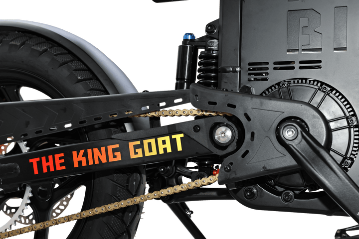 Goat Power King Goat V3 Electric Bike 8500W 70MPH Moped Style Ebike Moped-Style Electric Bikes All Black - Pedals 16