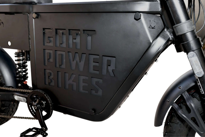 Goat Power Mini Goat Electric Bike 72V 5300W Compact Ebike Moped-Style Electric Bikes Black - Gold Forks - Pedals 9