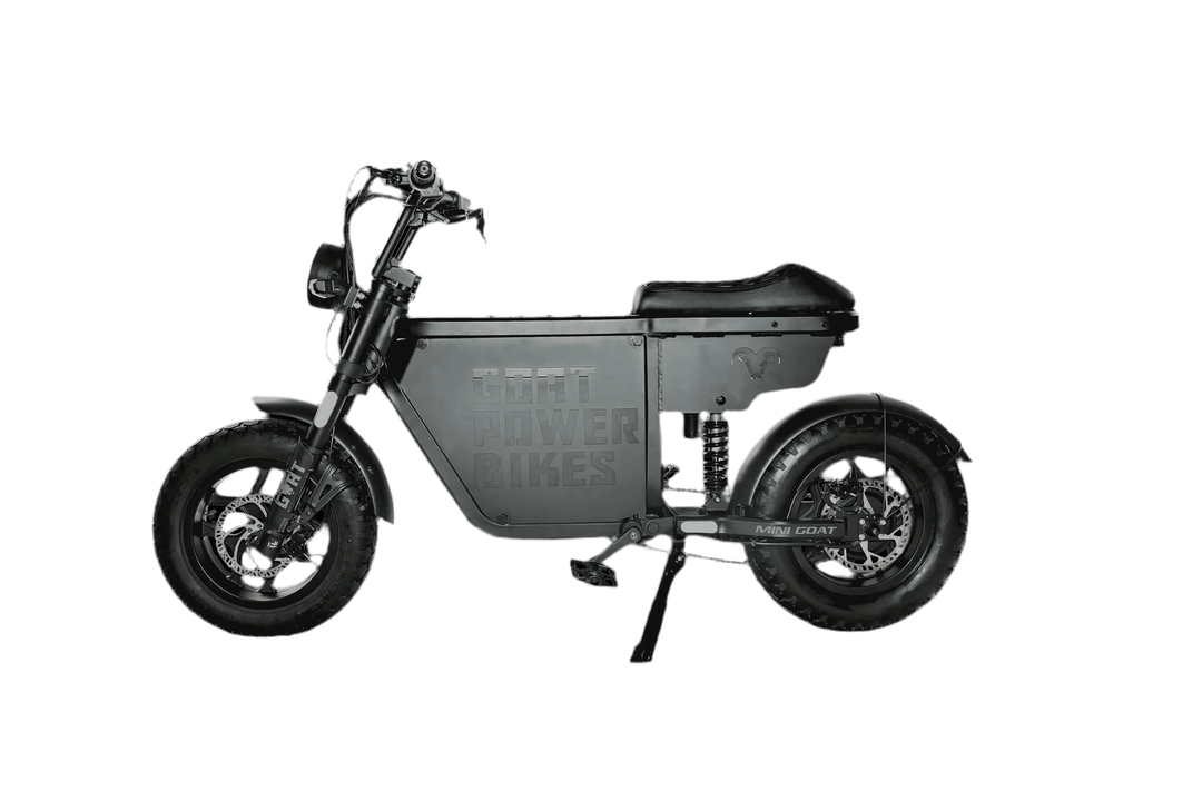 Goat Power Mini Goat Electric Bike 72V 5300W Compact Ebike Moped-Style Electric Bikes All Black - Pedals 5