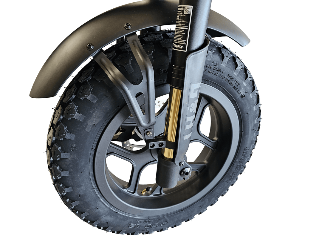 Goat Power Mini Goat Electric Bike 72V 5300W Compact Ebike Moped-Style Electric Bikes Black - Gold Forks - Pedals 7