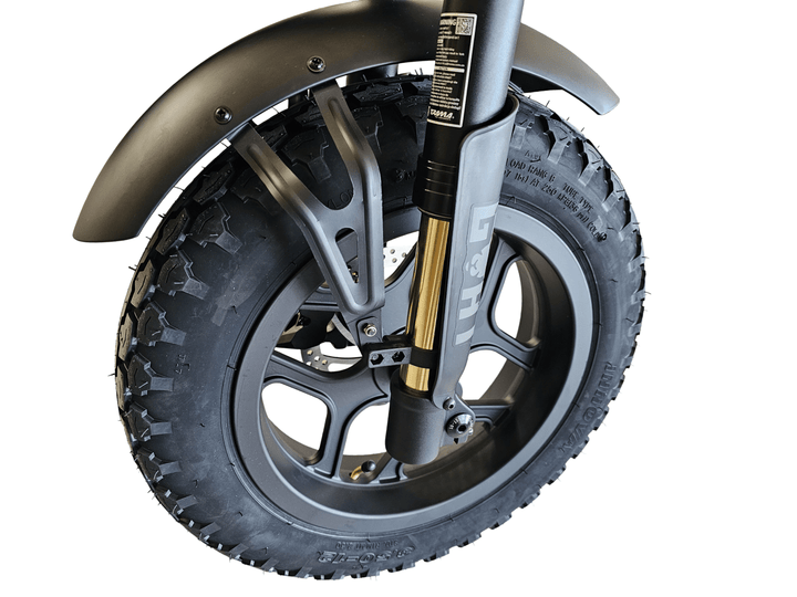Goat Power Mini Goat Electric Bike 72V 5300W Compact Ebike Moped-Style Electric Bikes Black - Gold Forks - Pedals 7