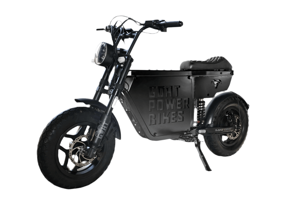 Goat Power Mini Goat Electric Bike 72V 5300W Compact Ebike Moped-Style Electric Bikes All Black - Pedals 2