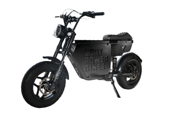 Goat Power Mini Goat Electric Bike 72V 5300W Compact Ebike Moped-Style Electric Bikes All Black - Pedals 2