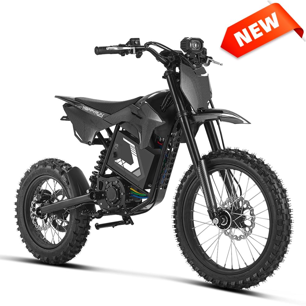 HappyRun F18 Electric Dirt Bike with Mid-Drive for Teens &amp; Adults HappyRun Electric Bikes Black 10