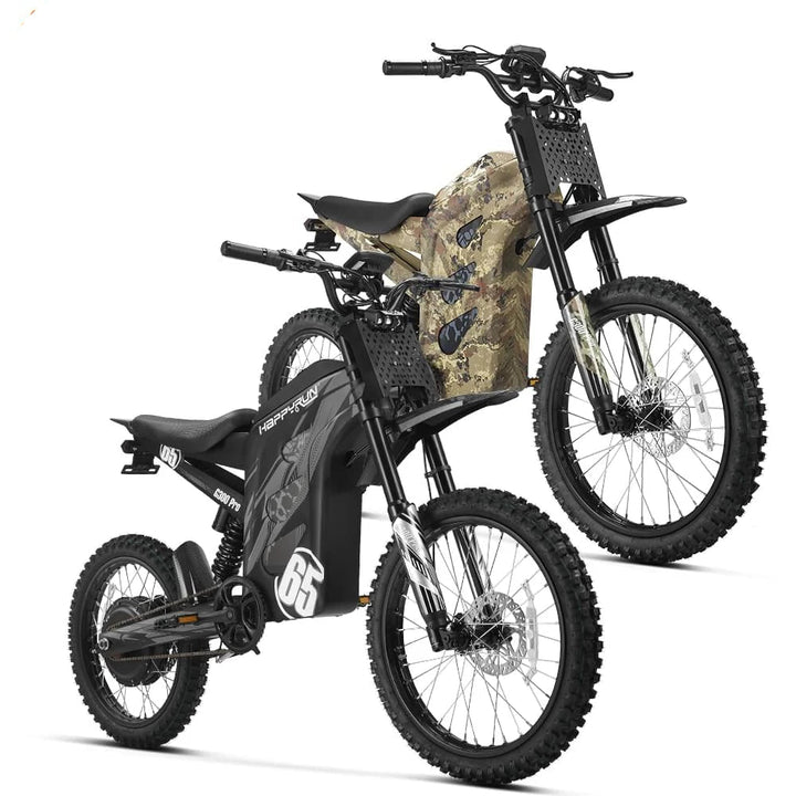 HappyRun G300 Pro 6500W Electric Dirt Bike - Combo Dirt Electric Bikes Black + Camo 1
