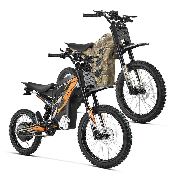 HappyRun G300 Pro 6500W Electric Dirt Bike - Combo Dirt Electric Bikes Orange + Camo 6