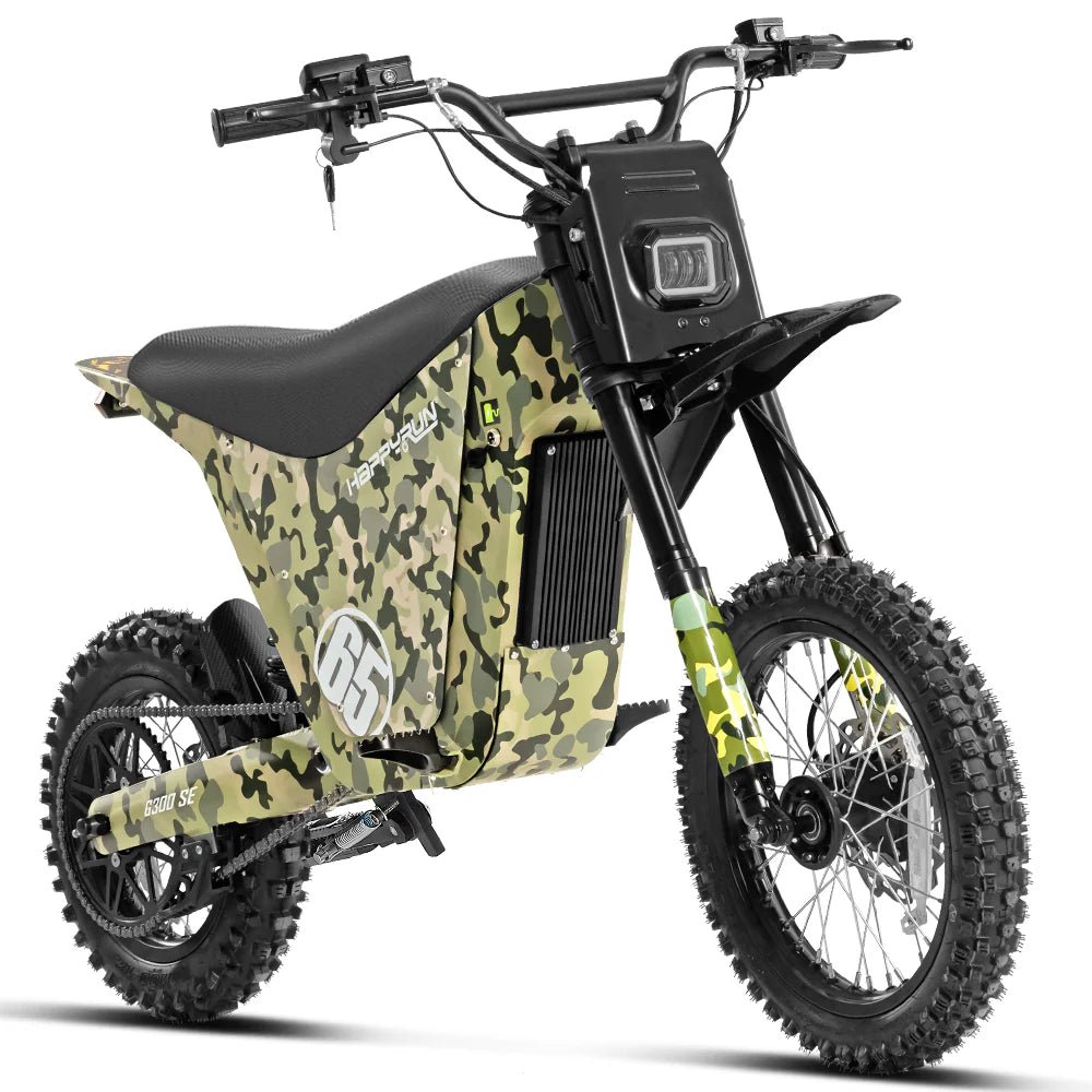 HappyRun G300 SE Electric Mini Dirt Bike with Mid-Drive for Teens & Adults HappyRun Electric Bikes Camo 1