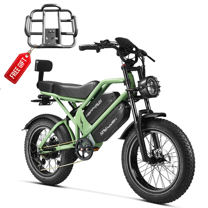 HappyRun G70 Full Suspension, Fat Tire,Two-Seater Fast E-Cargo Bike