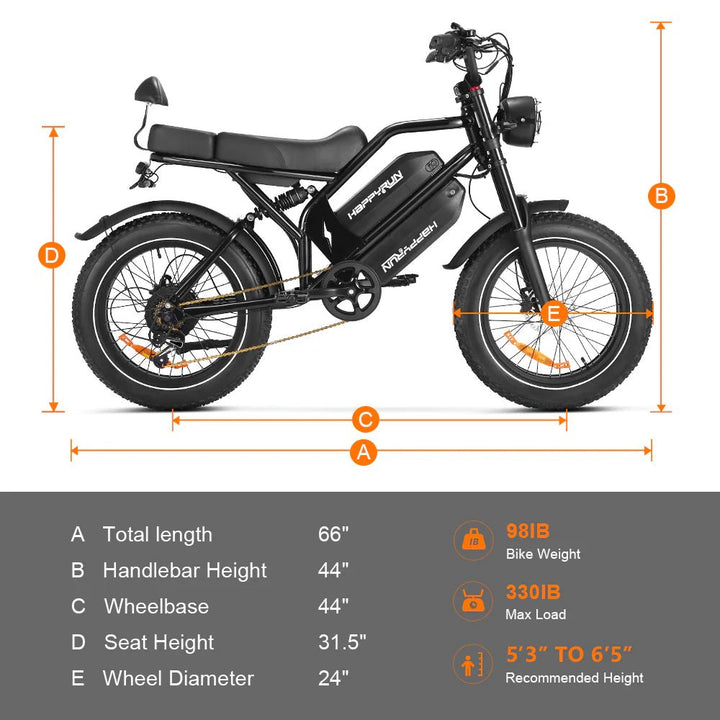 HappyRun G70 Full Suspension, Fat Tire,Two-Seater Fast E-Cargo Bike