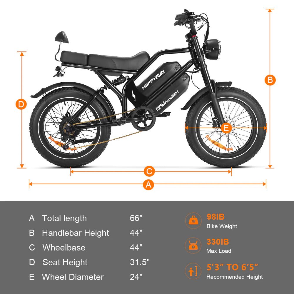 hr 727 electric bicycle HappyRun G70| Full Suspension, Fat Tire,Two-Seater Fast E-Cargo Bike