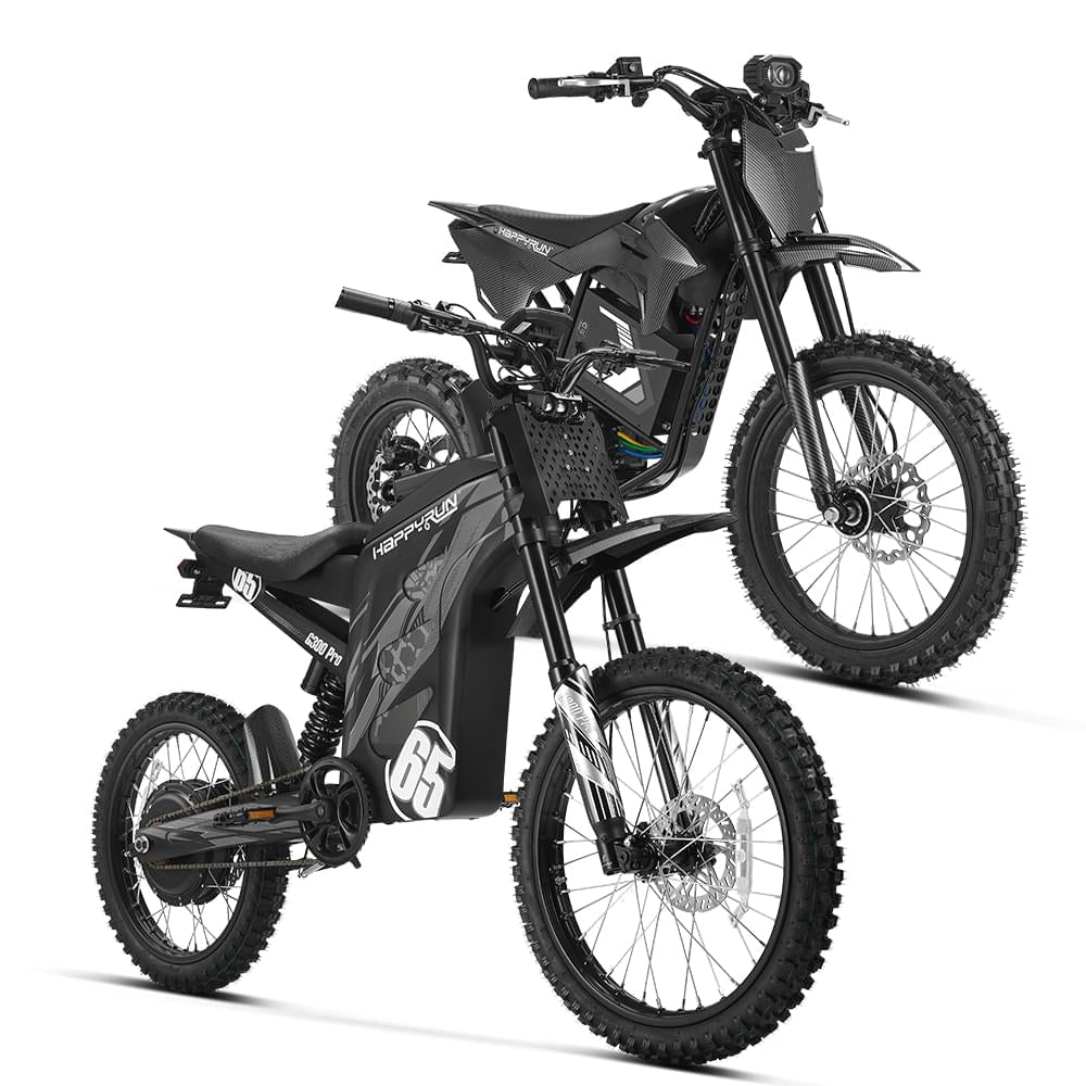 HappyRun Ultimate Dirt eBike Combo: F18 2.0 &amp; G300 Pro Dirt Electric Bikes Black + Black 1