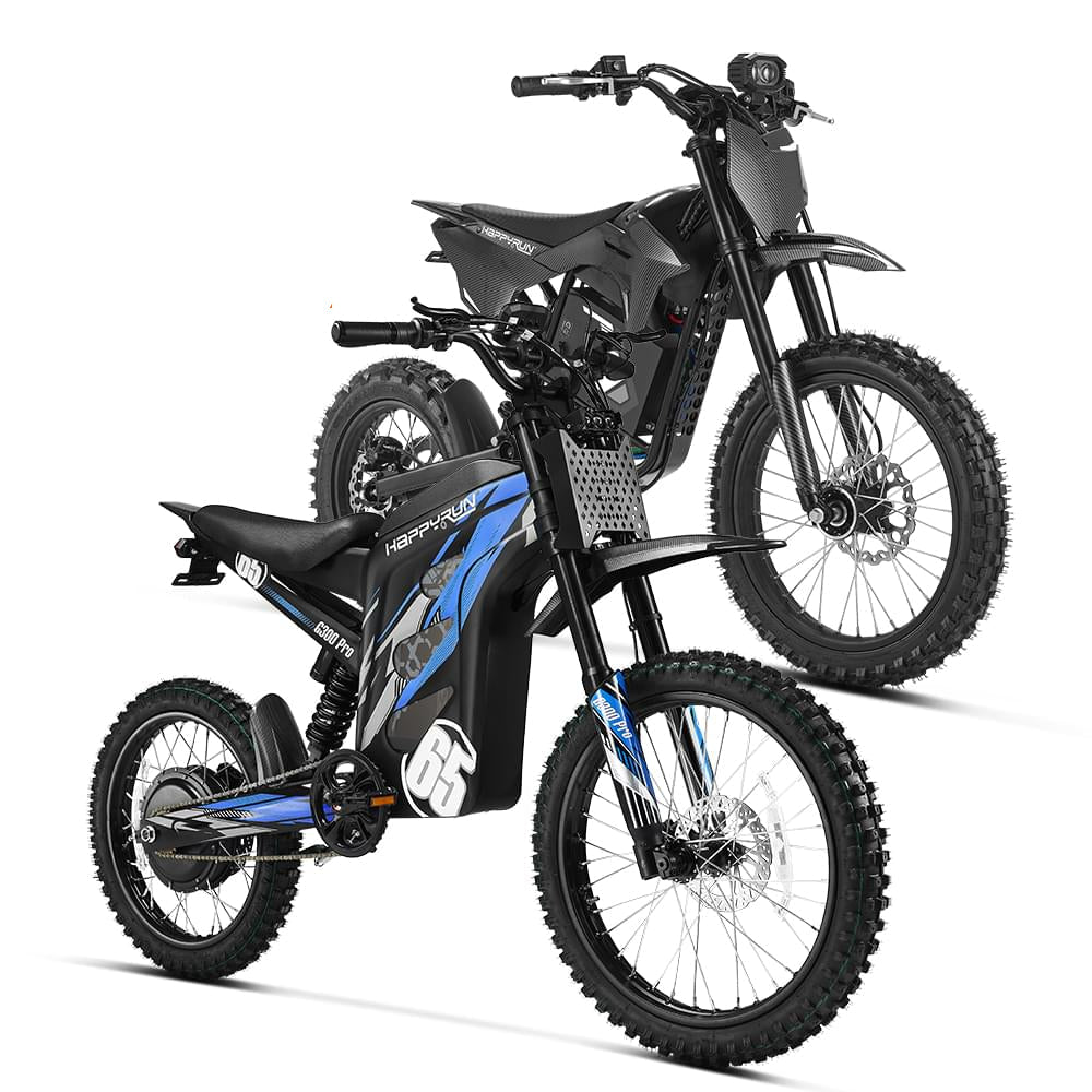 HappyRun Ultimate Dirt eBike Combo: F18 2.0 &amp; G300 Pro Dirt Electric Bikes Black + Blue 6
