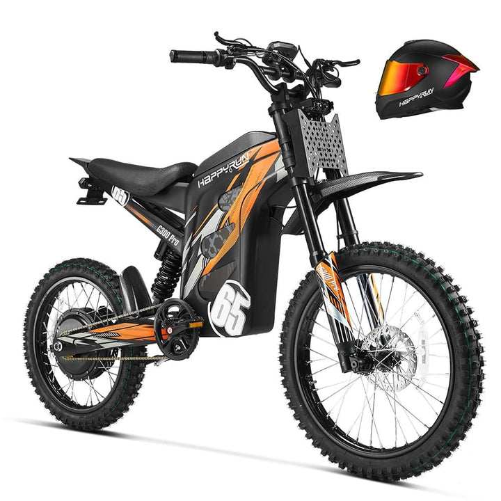 HappyRun Ultimate Dirt eBike Combo: F18 2.0 &amp; G300 Pro Dirt Electric Bikes Black + Orange 28
