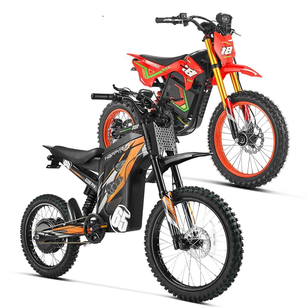 HappyRun Ultimate Dirt eBike Combo: F18 2.0 &amp; G300 Pro Dirt Electric Bikes Red + Orange 5