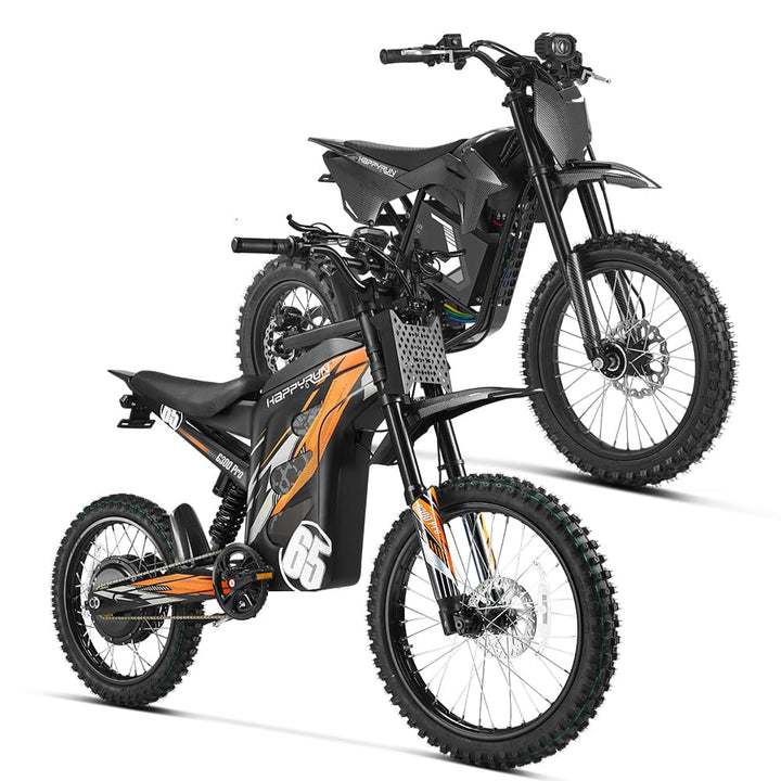 HappyRun Ultimate Dirt eBike Combo: F18 2.0 &amp; G300 Pro Dirt Electric Bikes Black + Orange 9