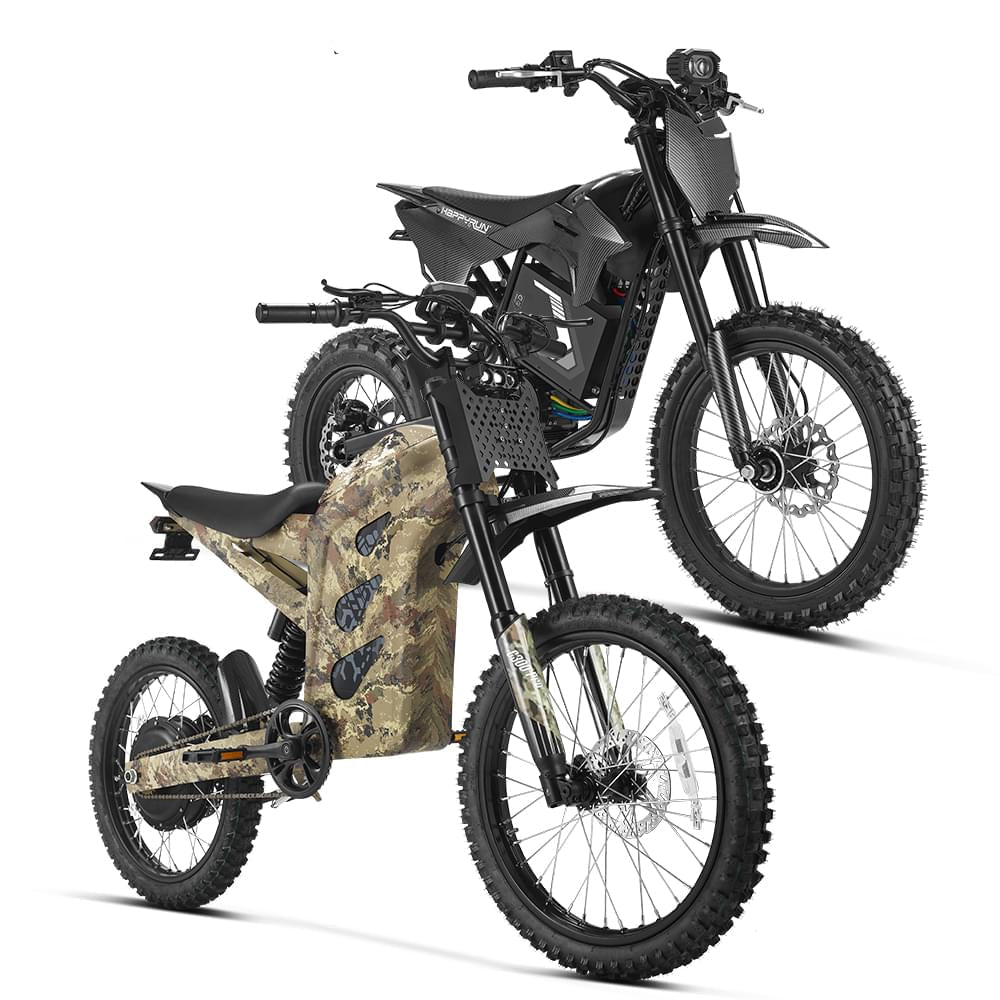HappyRun Ultimate Dirt eBike Combo: F18 2.0 &amp; G300 Pro Dirt Electric Bikes Black + Camo 7