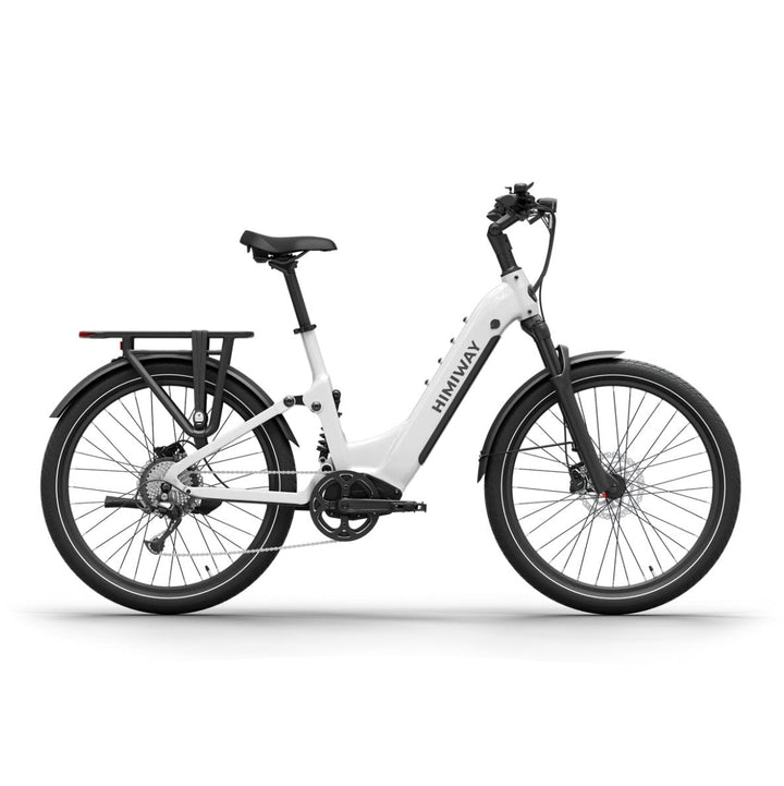 Himiway A7 Commuter E-Bike Full Suspension Electric Bikes White 6