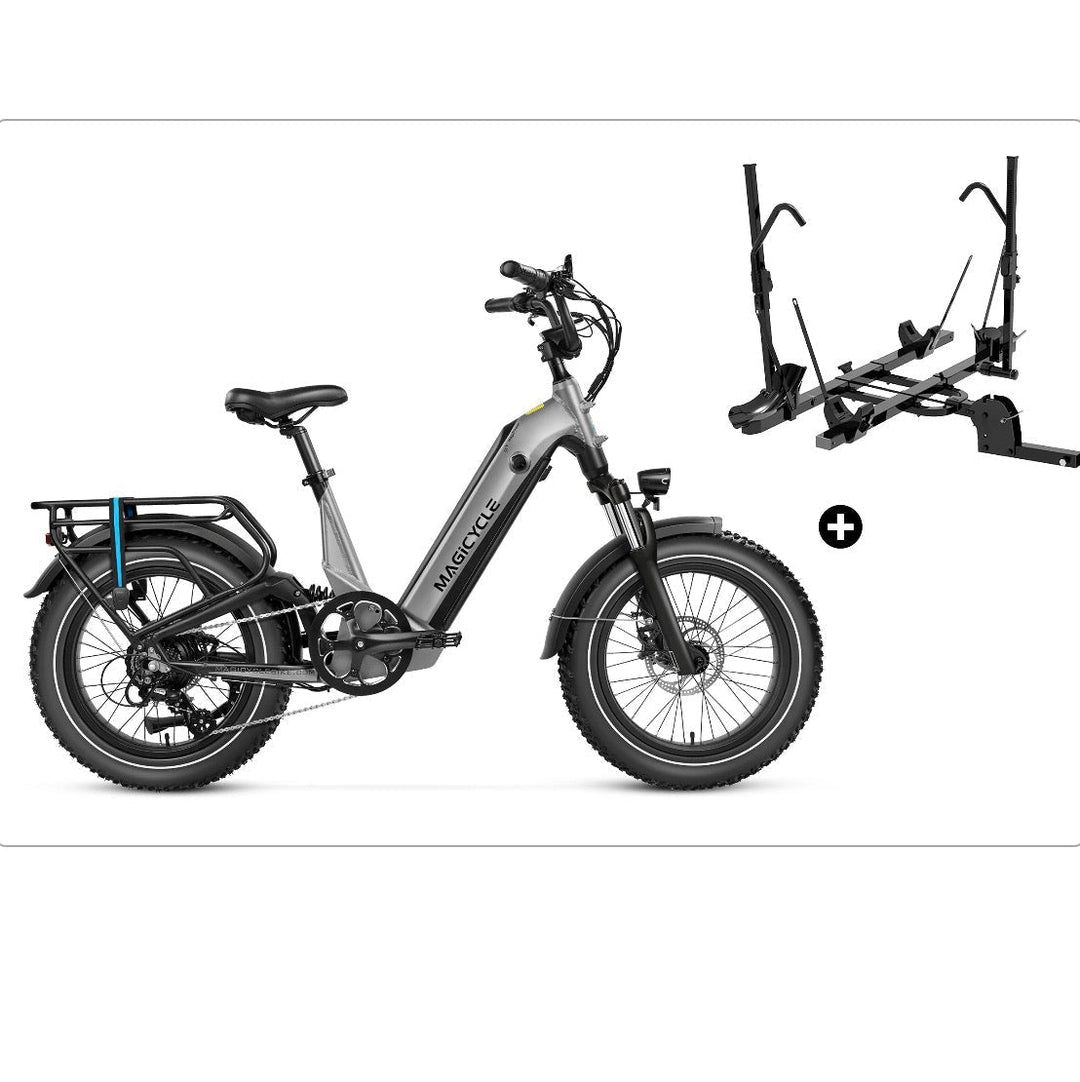 Magicycle 20"Deer ST Full Suspension Ebike SUV Fat Tire Electric Bikes Space Gray Bike+ Hitch Bike Rack 25