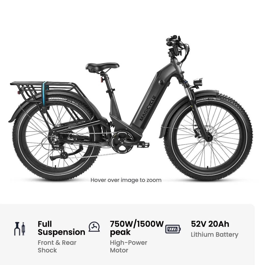 Magicycle 26"Deer ST Full Suspension Ebike SUV Step-Thru Electric Bikes Space Gray 18