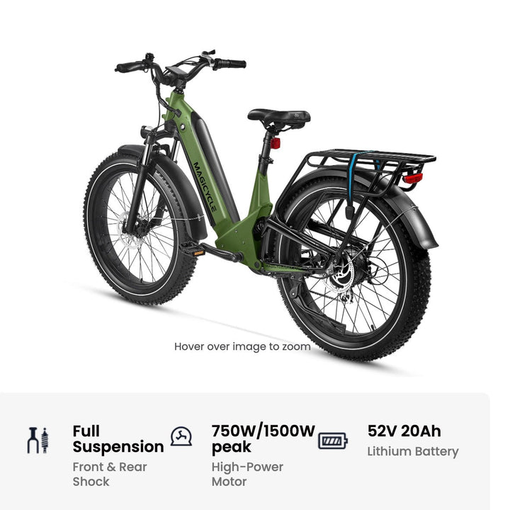 Magicycle 26"Deer ST Full Suspension Ebike SUV Step-Thru Electric Bikes Army Green 15