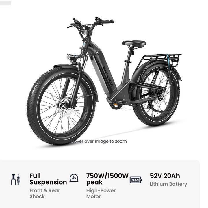 Magicycle 26"Deer ST Full Suspension Ebike SUV Step-Thru Electric Bikes Space Gray 21