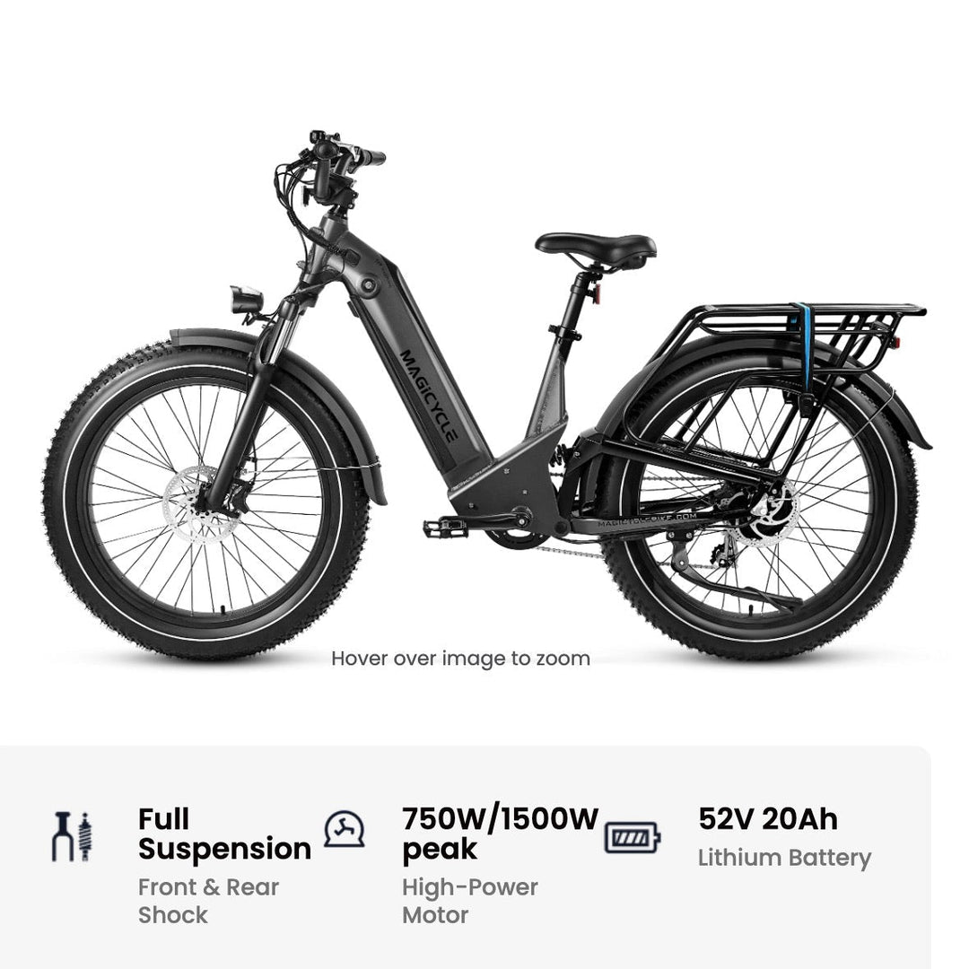 Magicycle 26"Deer ST Full Suspension Ebike SUV Step-Thru Electric Bikes Space Gray 22
