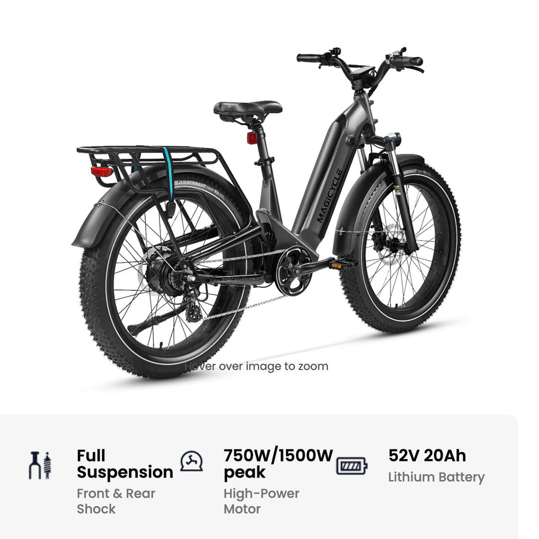Magicycle 26"Deer ST Full Suspension Ebike SUV Step-Thru Electric Bikes Space Gray 19