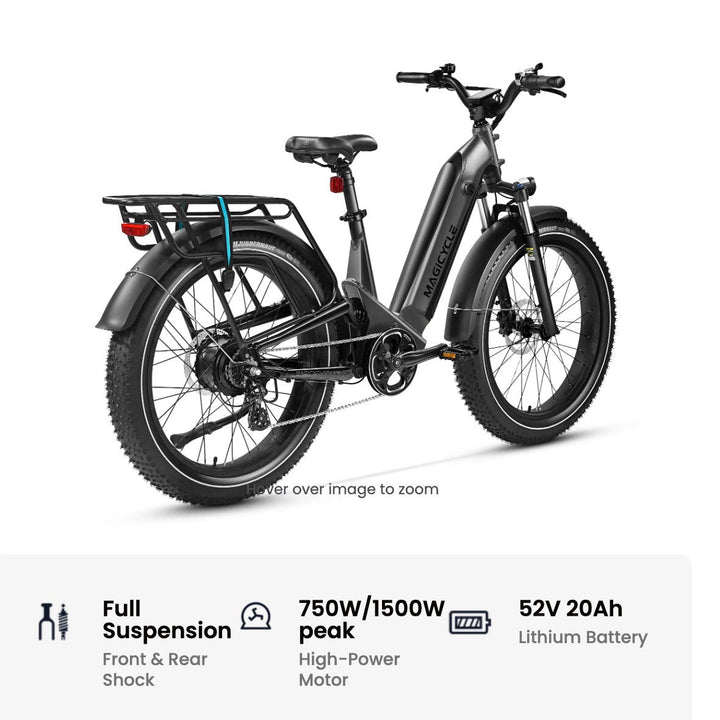 Magicycle 26"Deer ST Full Suspension Ebike SUV Step-Thru Electric Bikes Space Gray 19