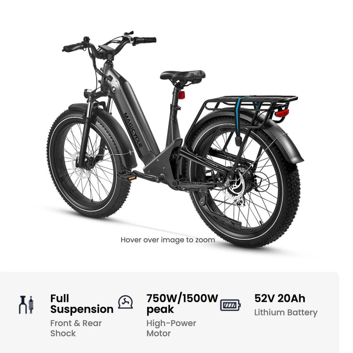 Magicycle 26"Deer ST Full Suspension Ebike SUV Step-Thru Electric Bikes Space Gray 20